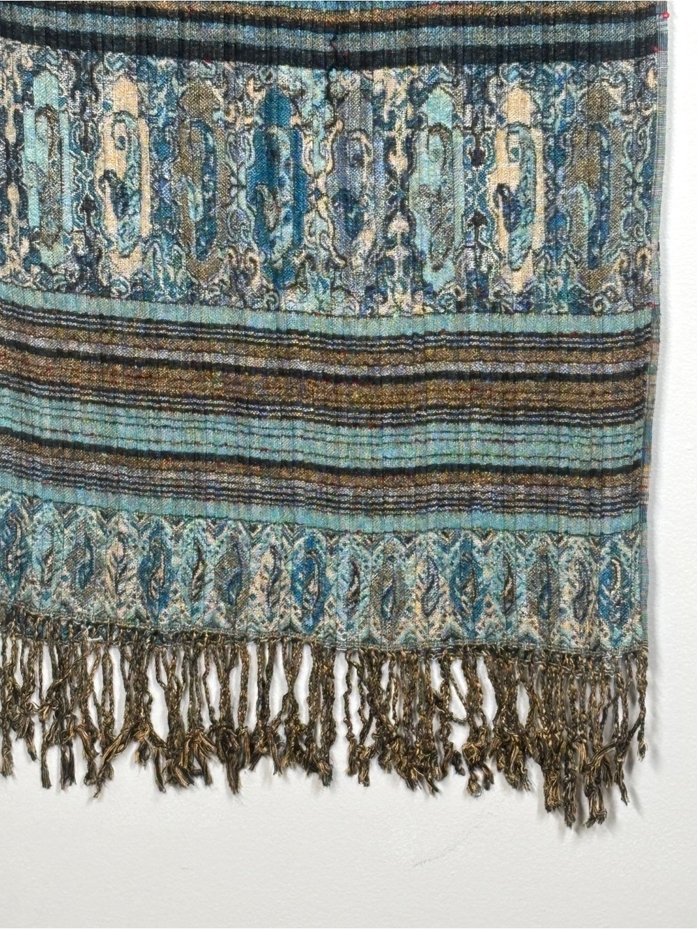 Vintage Boho Multi-Pattern Ribbed Scarf Pashmina - Picture 4 of 10